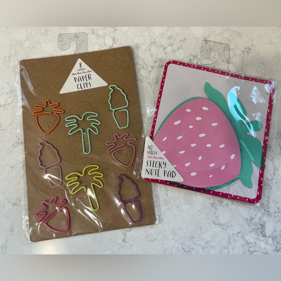 Target Other - Target Summertime Paper Clips and Matching Strawberry Sticky Note Pad